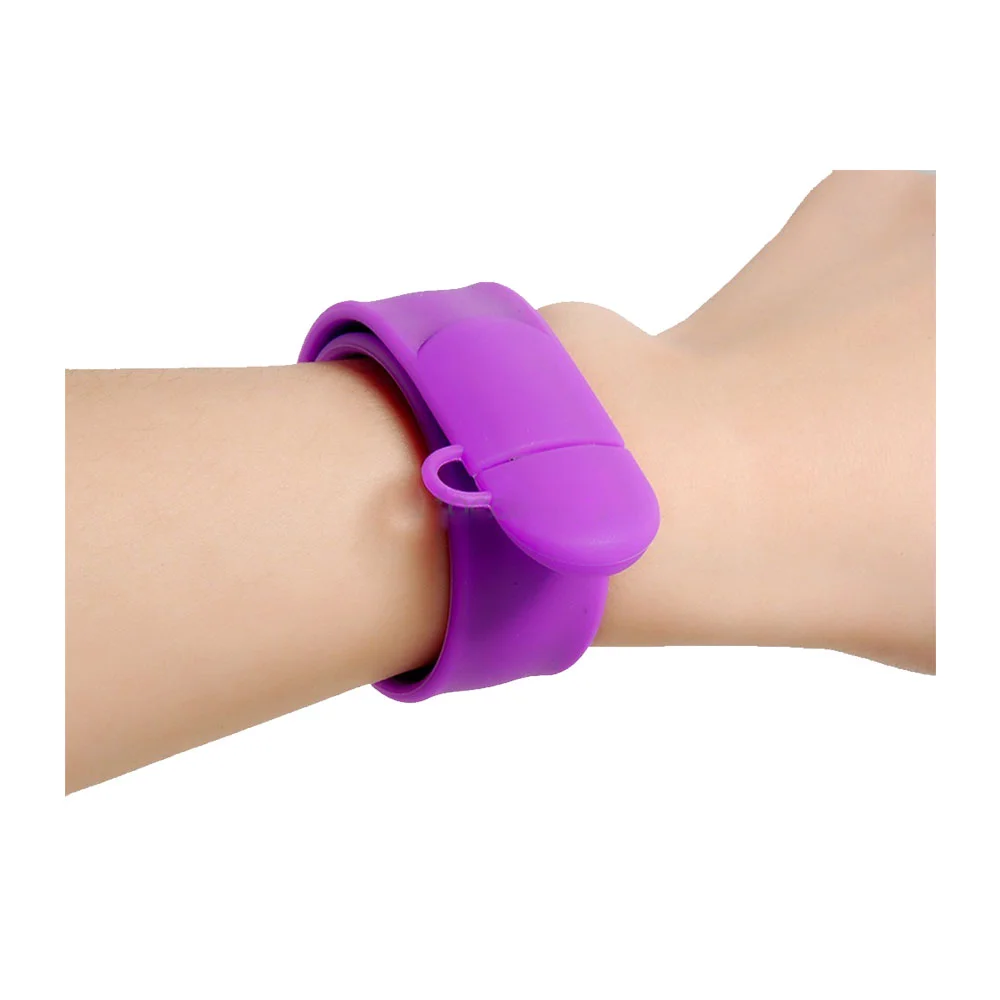 Флешка Силиконовый Браслет Слап Bracelet Slap V169 фиолетовый 128 Гб - фото 8