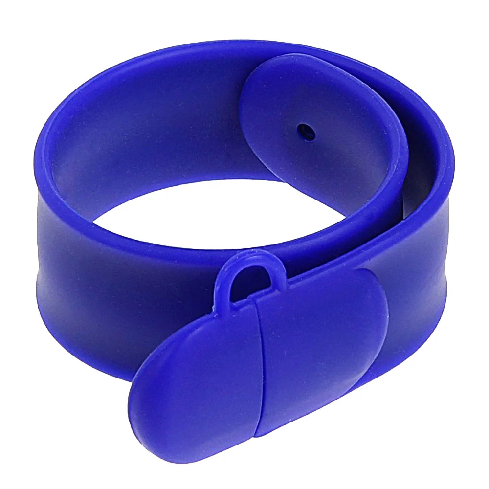 Флешка Силиконовый Браслет Слап \Bracelet Slap\ V169 синий 256 Мб - фото 4