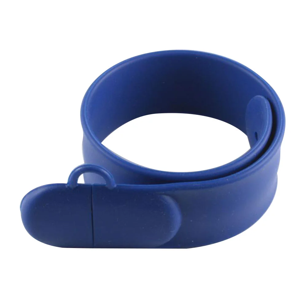 Флешка Силиконовый Браслет Слап Bracelet Slap V169 синий 1 ТБ - фото 1