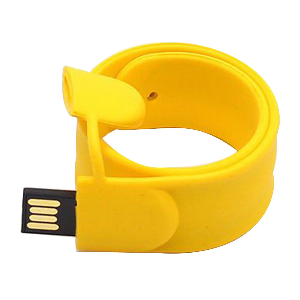 Флешка Силиконовый Браслет Слап Bracelet Slap V169 желтый 2 ТБ - фото 2
