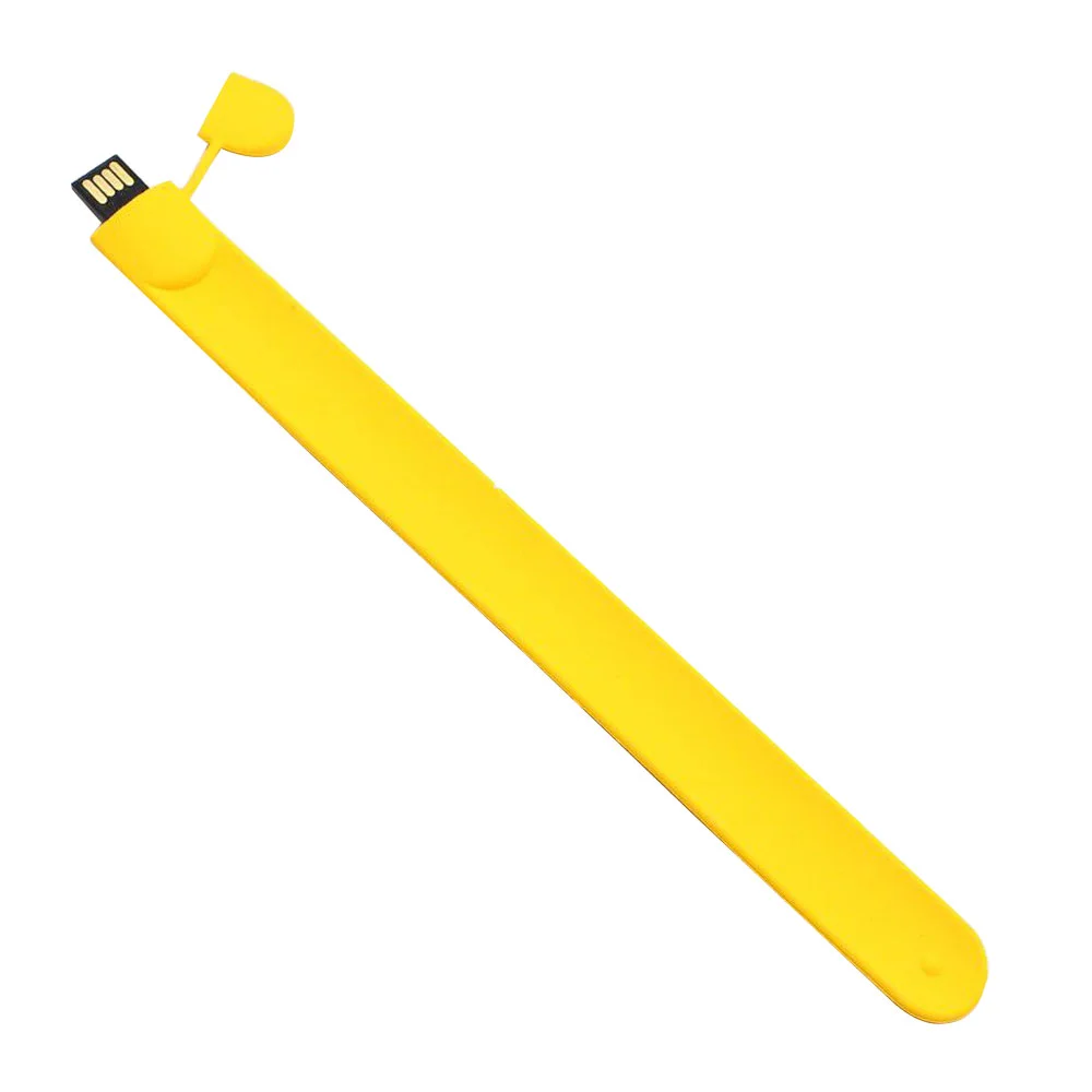 Флешка Силиконовый Браслет Слап Bracelet Slap V169 желтый 256 Мб - фото 6