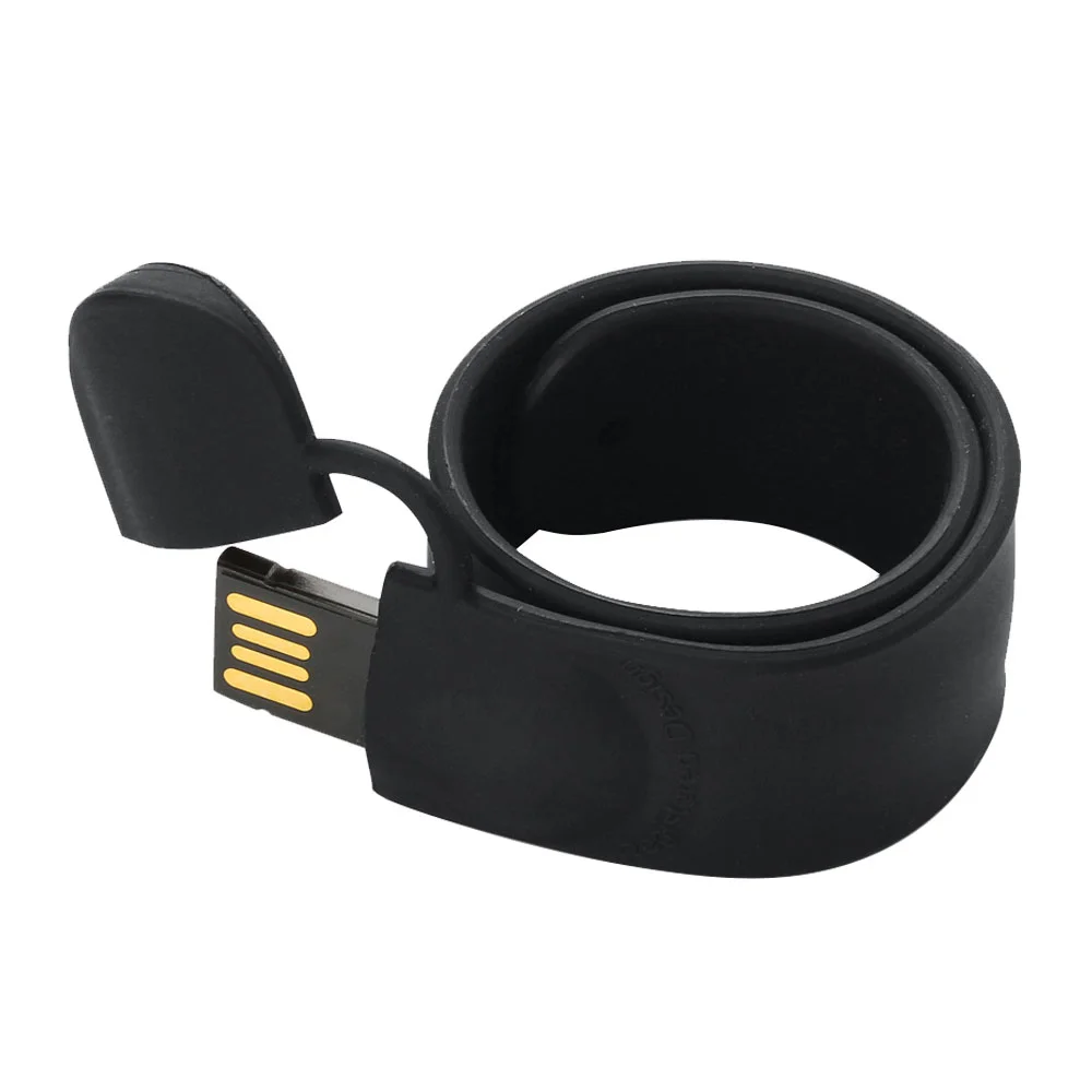 Флешка Силиконовый Браслет Слап Bracelet Slap V169 черный 1 ТБ - фото 2