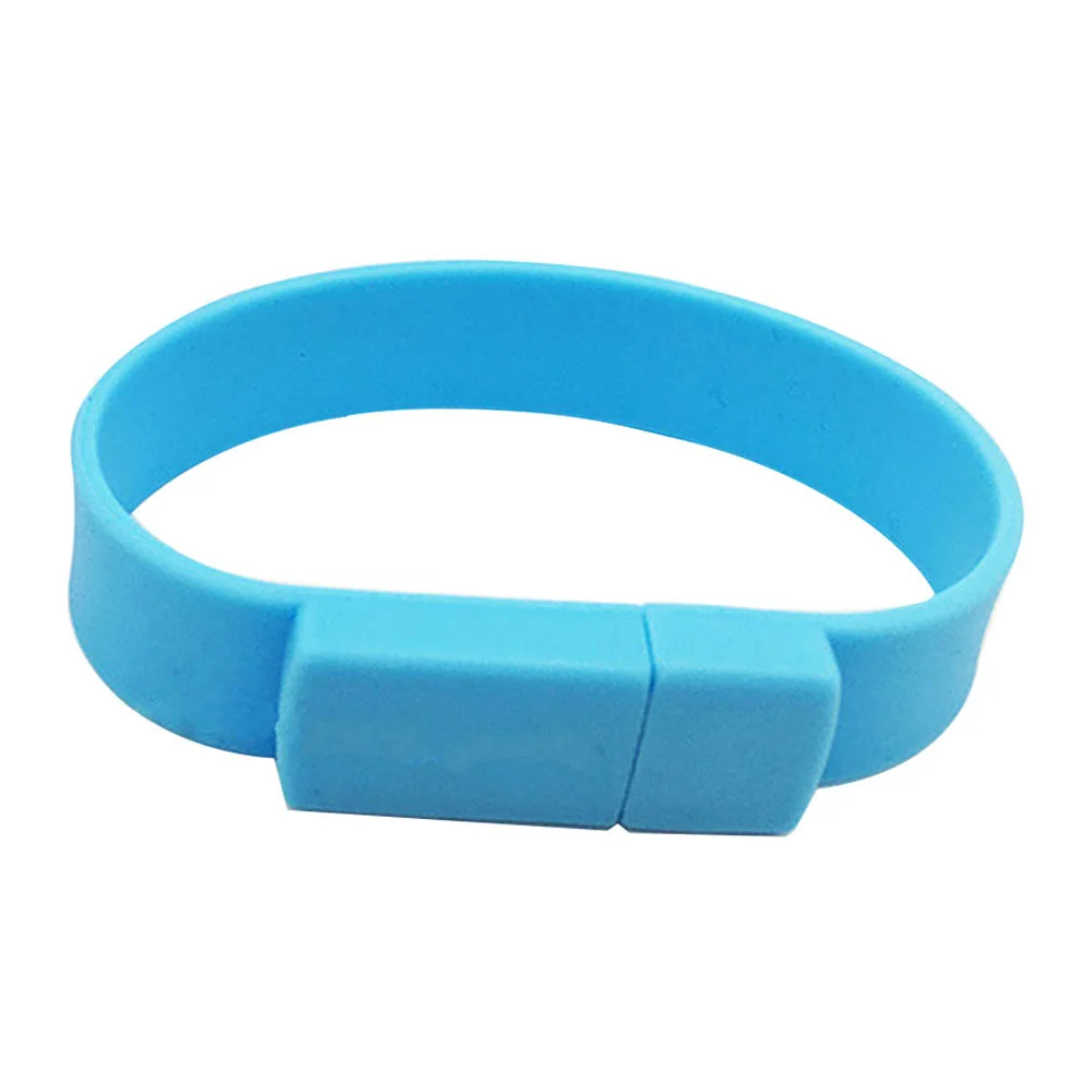 Флешка Силиконовый Браслет Bracelet Splice V170 голубой 128 Гб - фото 1