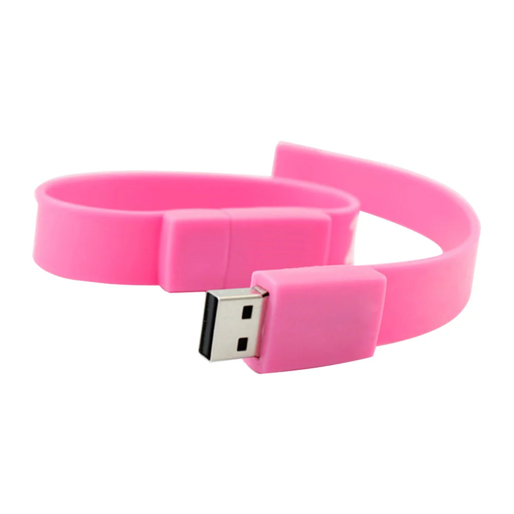 Флешка Силиконовый Браслет Bracelet Splice V170 розовый 2 Гб - фото 2