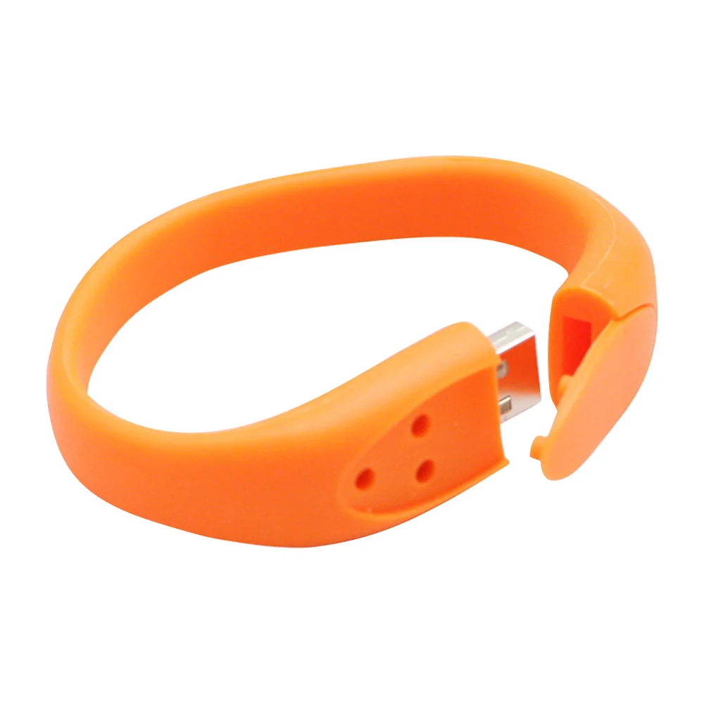 Флешка Силиконовый Браслет Bracelet Fancy V171 оранжевый 2 Гб - фото 3