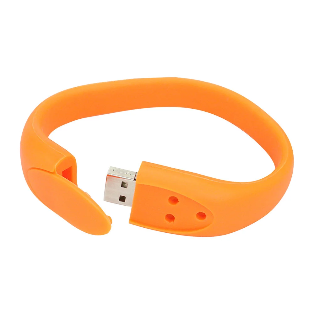 Флешка Силиконовый Браслет Bracelet Fancy V171 оранжевый 2 Гб - фото 4