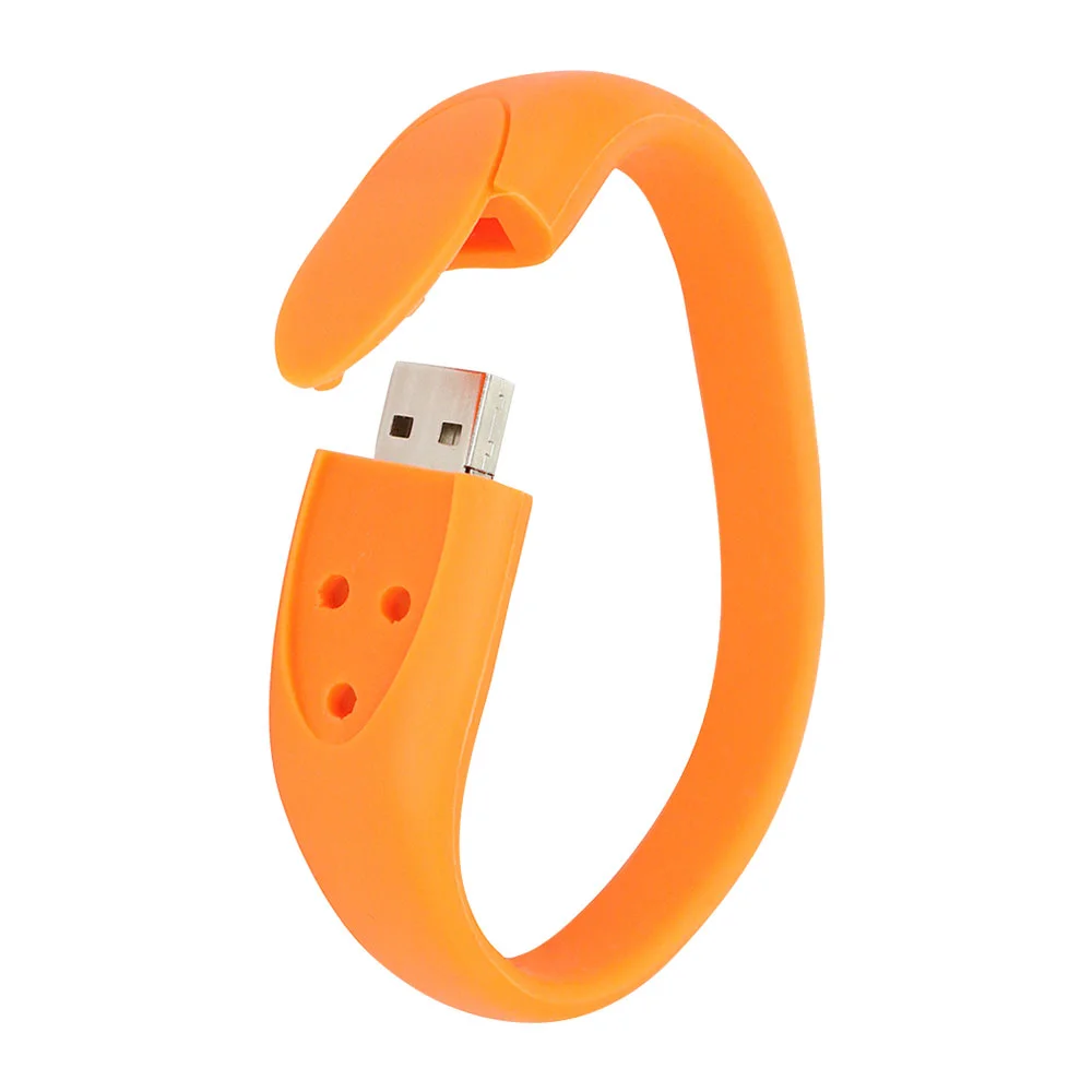 Флешка Силиконовый Браслет Bracelet Fancy V171 оранжевый 2 Гб - фото 7