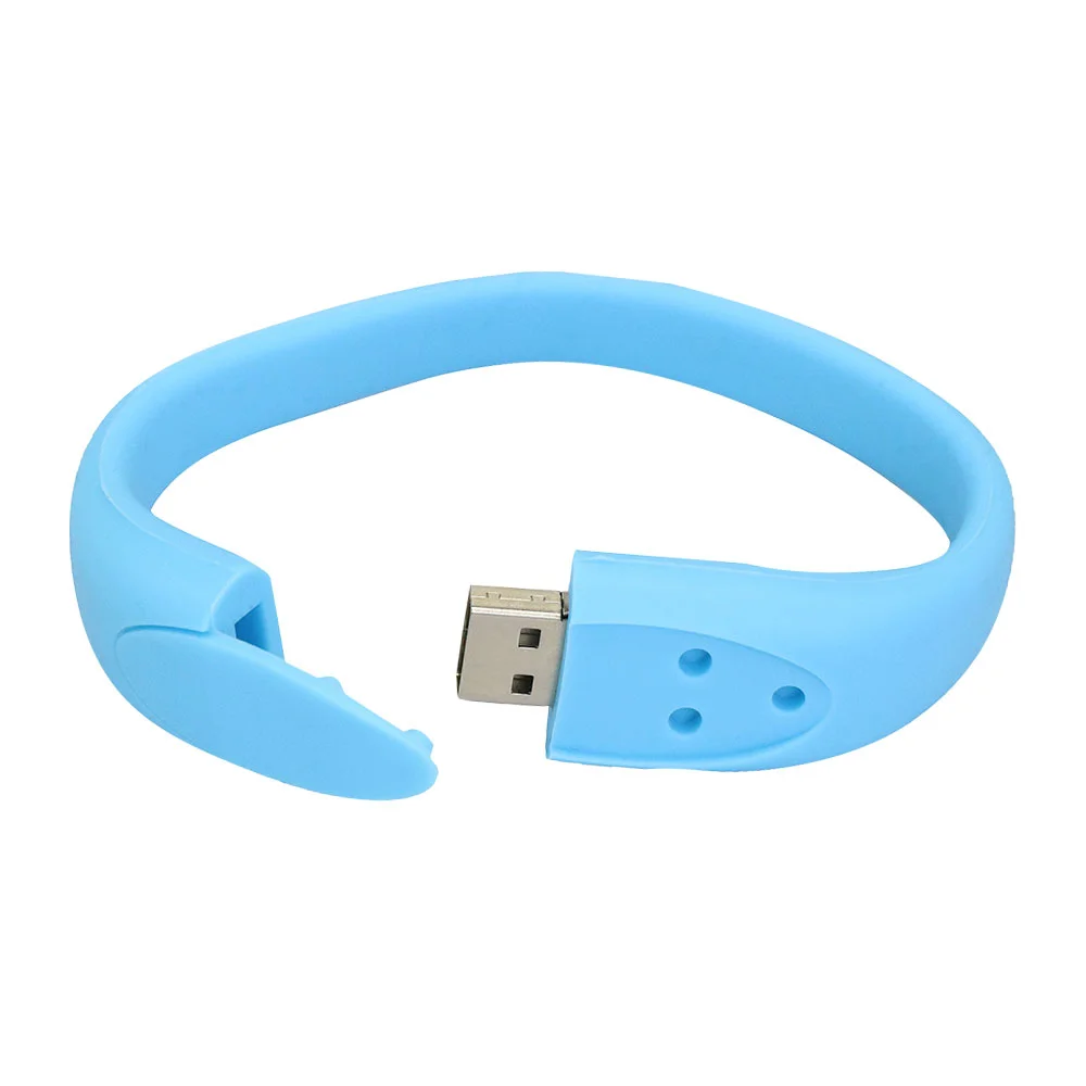 Флешка Силиконовый Браслет Bracelet Fancy V171 голубой 8 Гб - фото 4