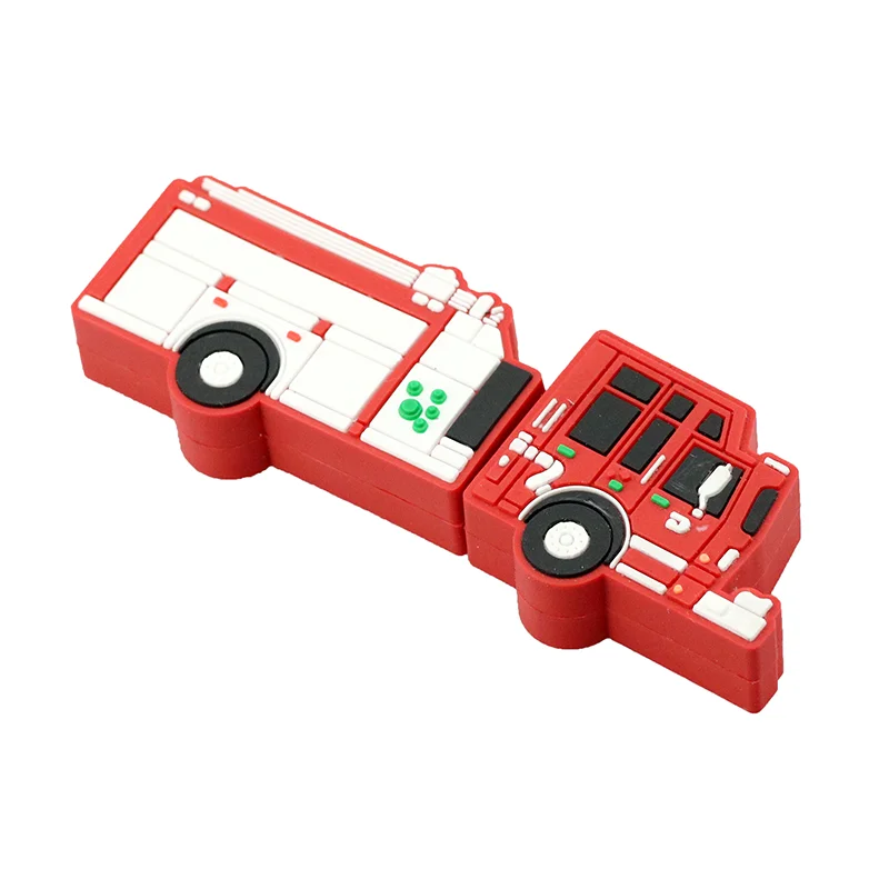 Флешка Резиновая Пожарная машина Fire Engine Q172 красный 16 Гб Белый - фото 4