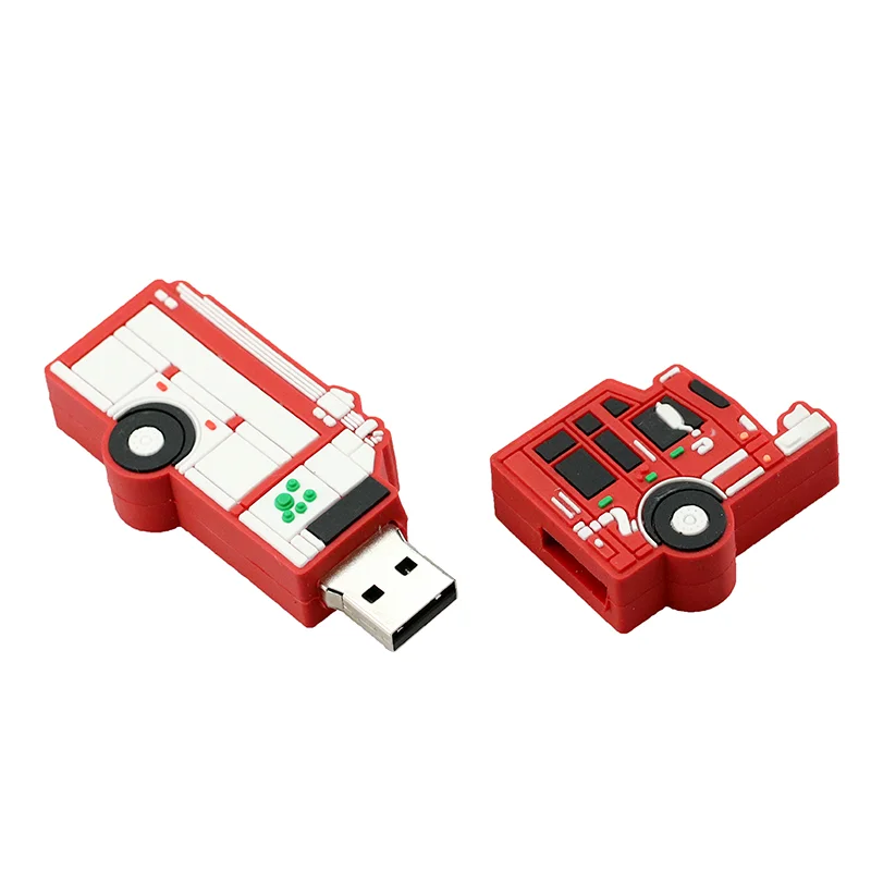 Флешка Резиновая Пожарная машина Fire Engine Q172 красный 16 Гб Белый - фото 5