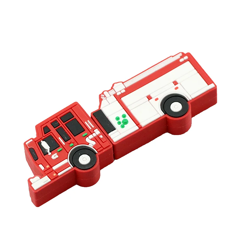 Флешка Резиновая Пожарная машина Fire Engine Q172 красный 8 Гб Белый - фото 3