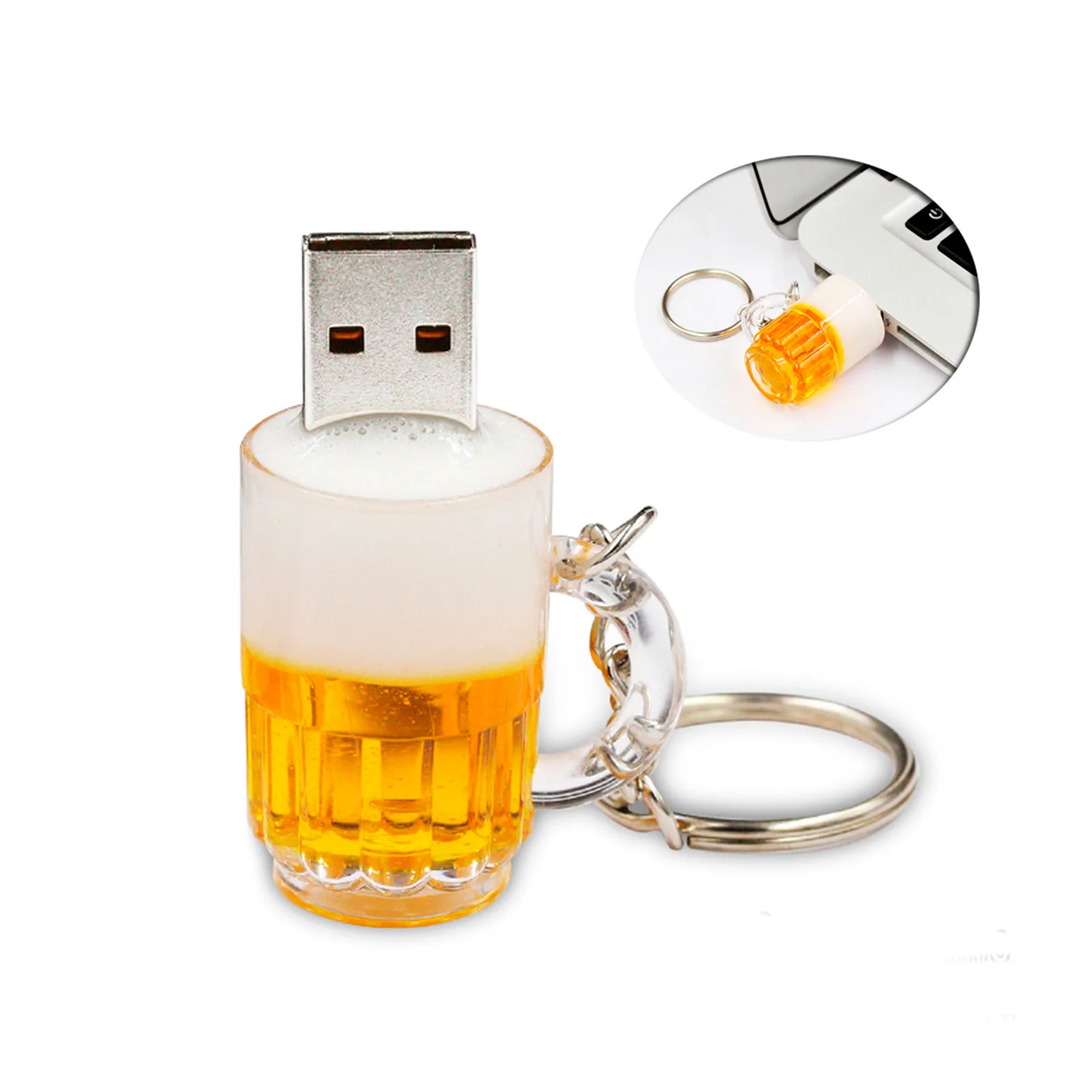 Флешка Пластиковая Кружка Пива Mug Beer S174 оранжевая 512 Гб - фото 2