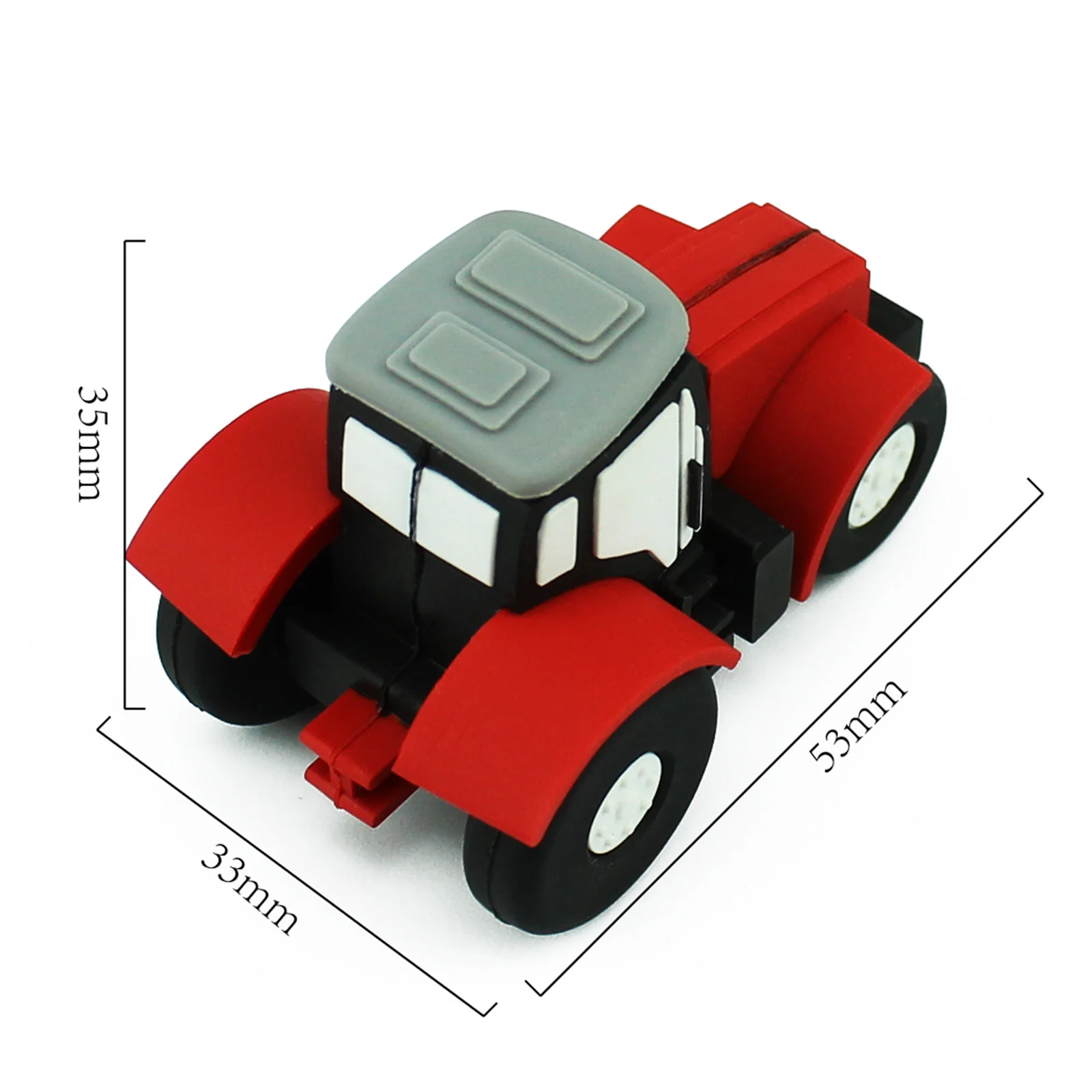 Флешка Резиновая Трактор Tractor Q173 красный 4 Гб - фото 4
