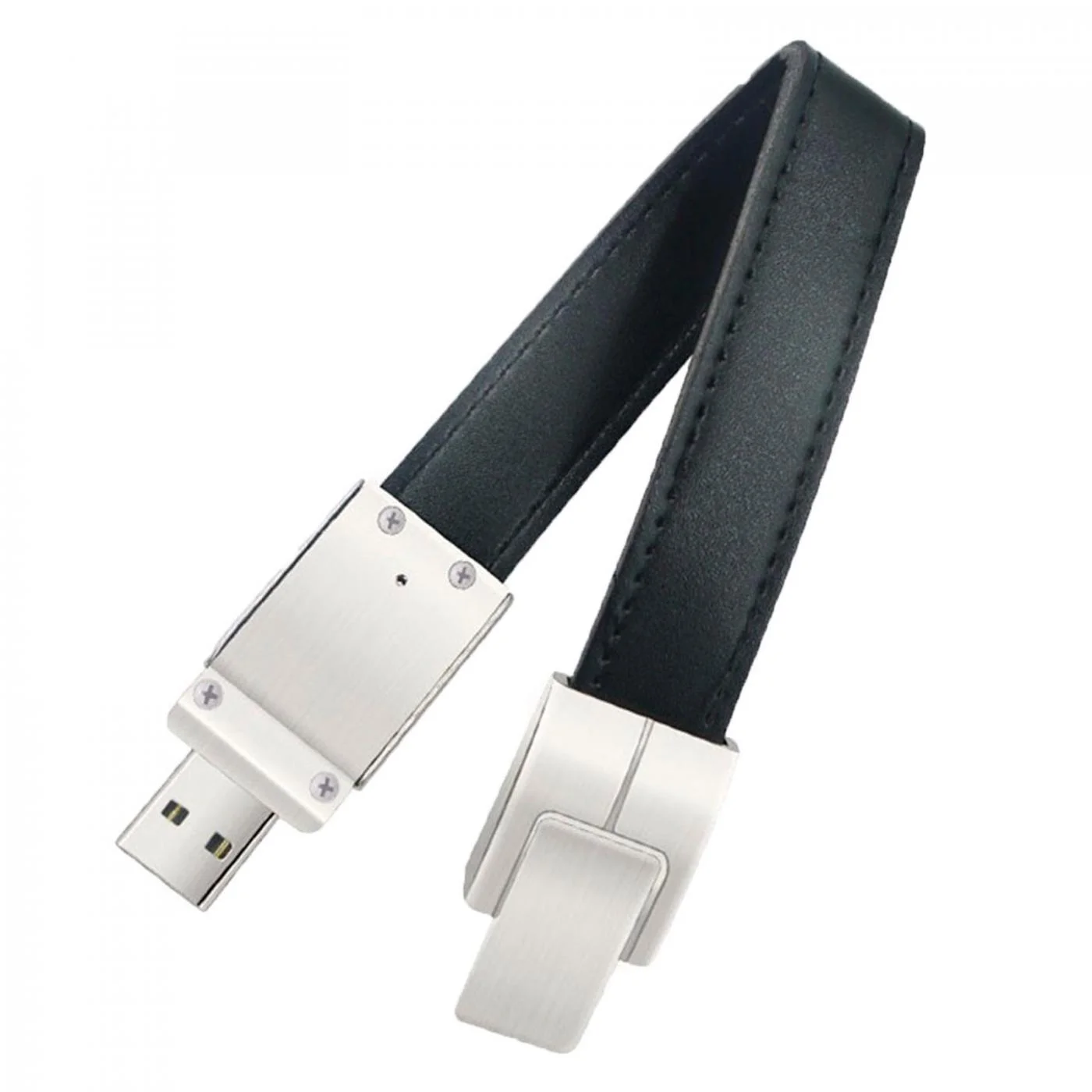 Флешка Кожаный Браслет Класп Bracelet Clasp N177 черный 2 Гб - фото 2