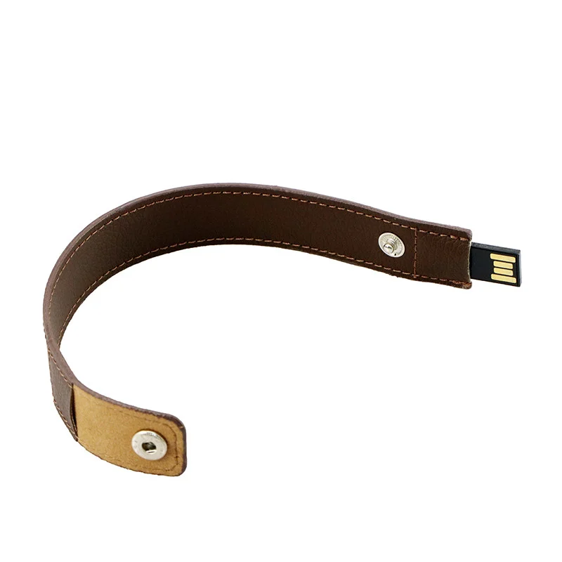 Флешка Кожаная Браслет Снап Bracelet Snap N185 коричневый 128 Гб - фото 5