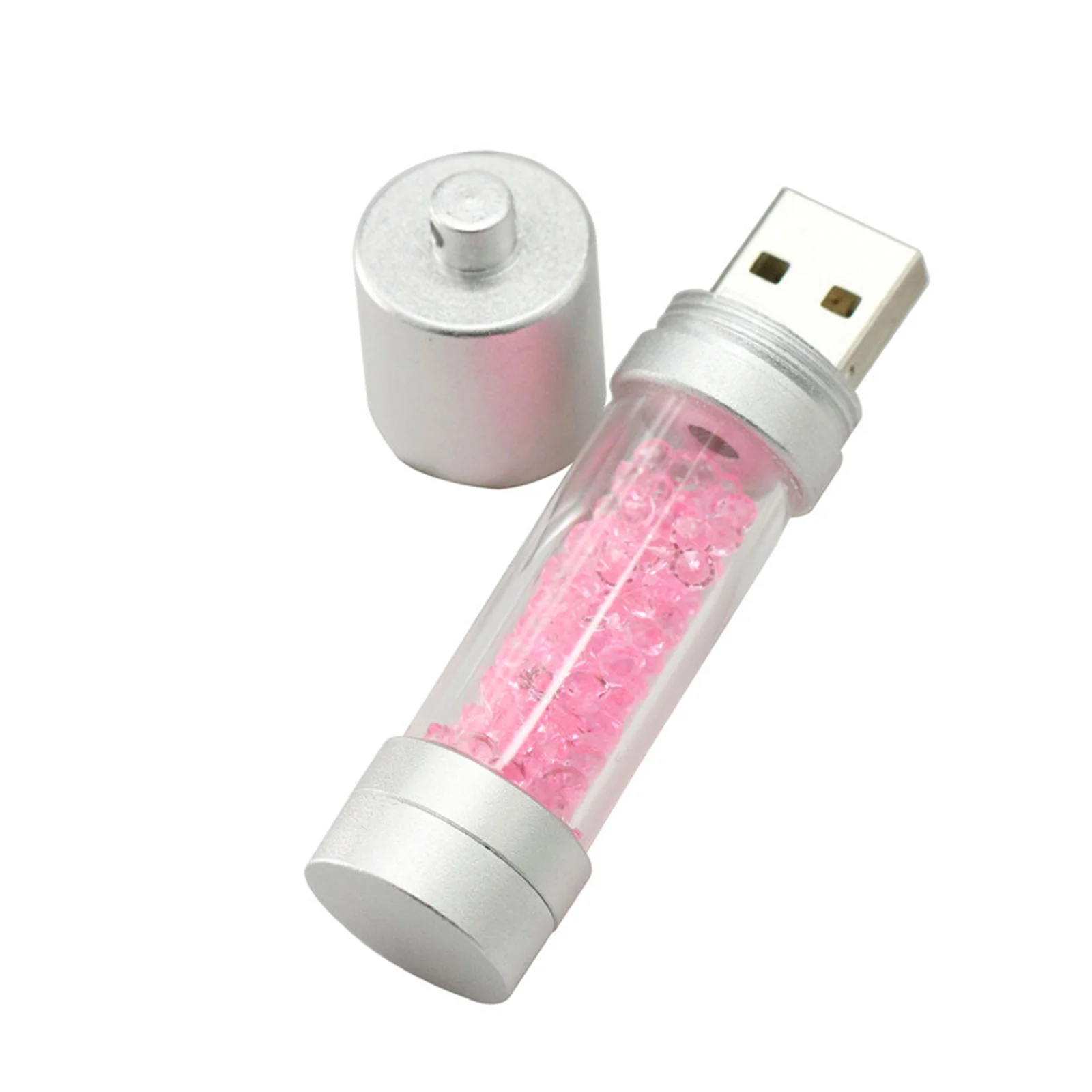 Флешка Стеклянная Цилиндр Cylinder Glass W188 розовый 64 Гб - фото 7