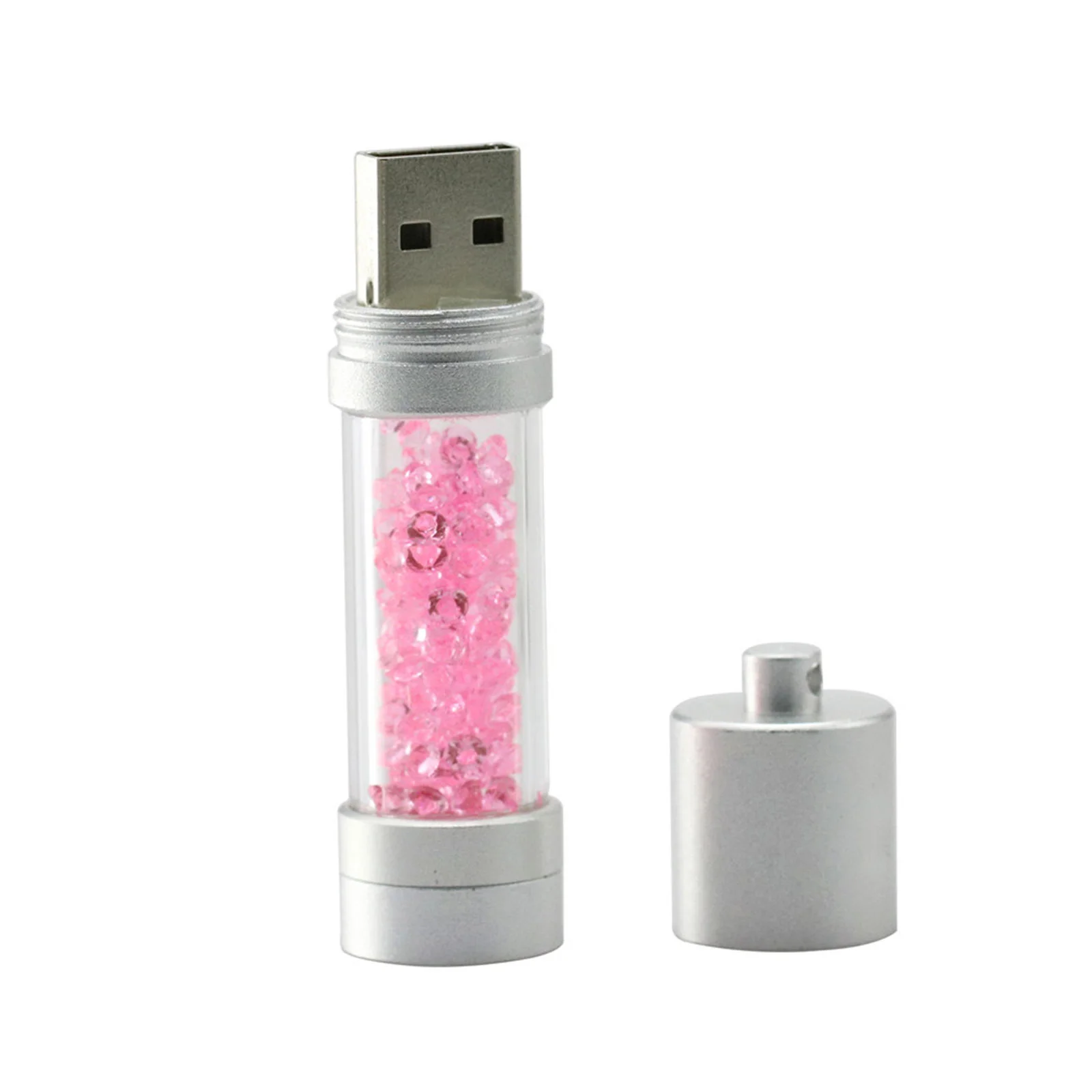 Флешка Стеклянная Цилиндр Cylinder Glass W188 розовый 512 Гб - фото 8