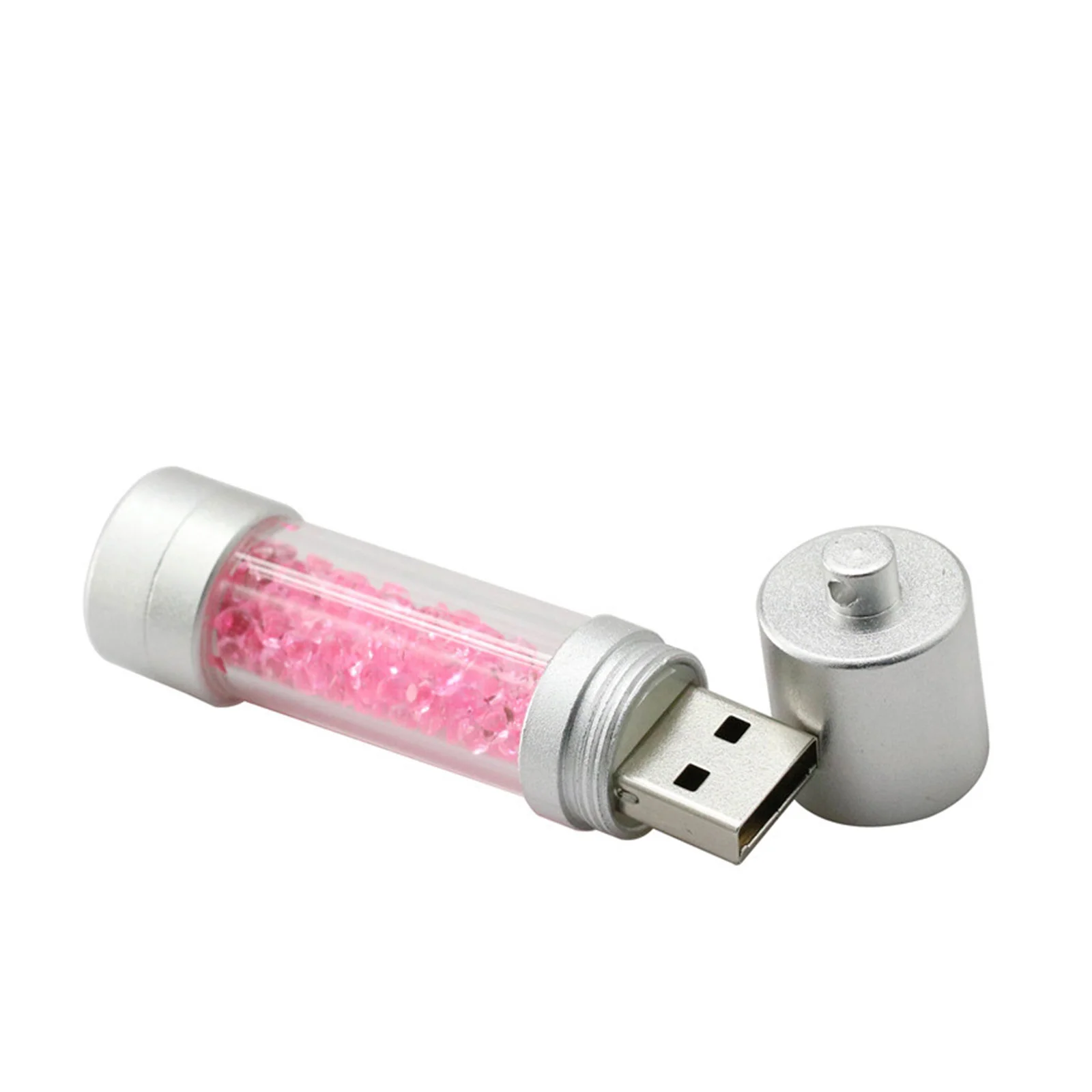 Флешка Стеклянная Цилиндр Cylinder Glass W188 розовый 1 Гб - фото 9