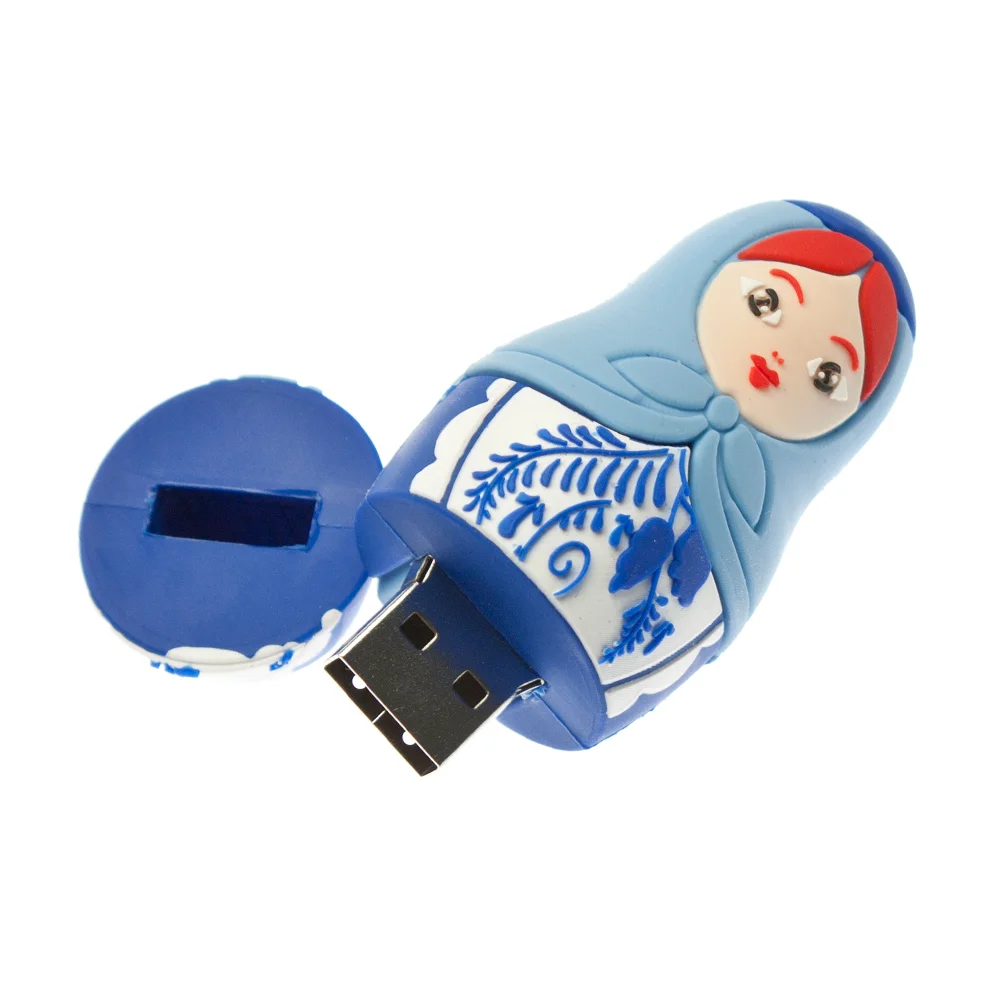Флешка Резиновая Матрешка Matryoshka Q194 синяя 16 Гб - фото 3