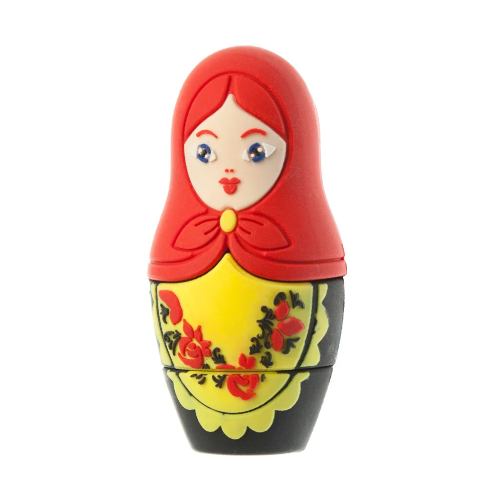 Флешка Резиновая Матрешка Matryoshka Q194 красная 32 Гб - фото 1