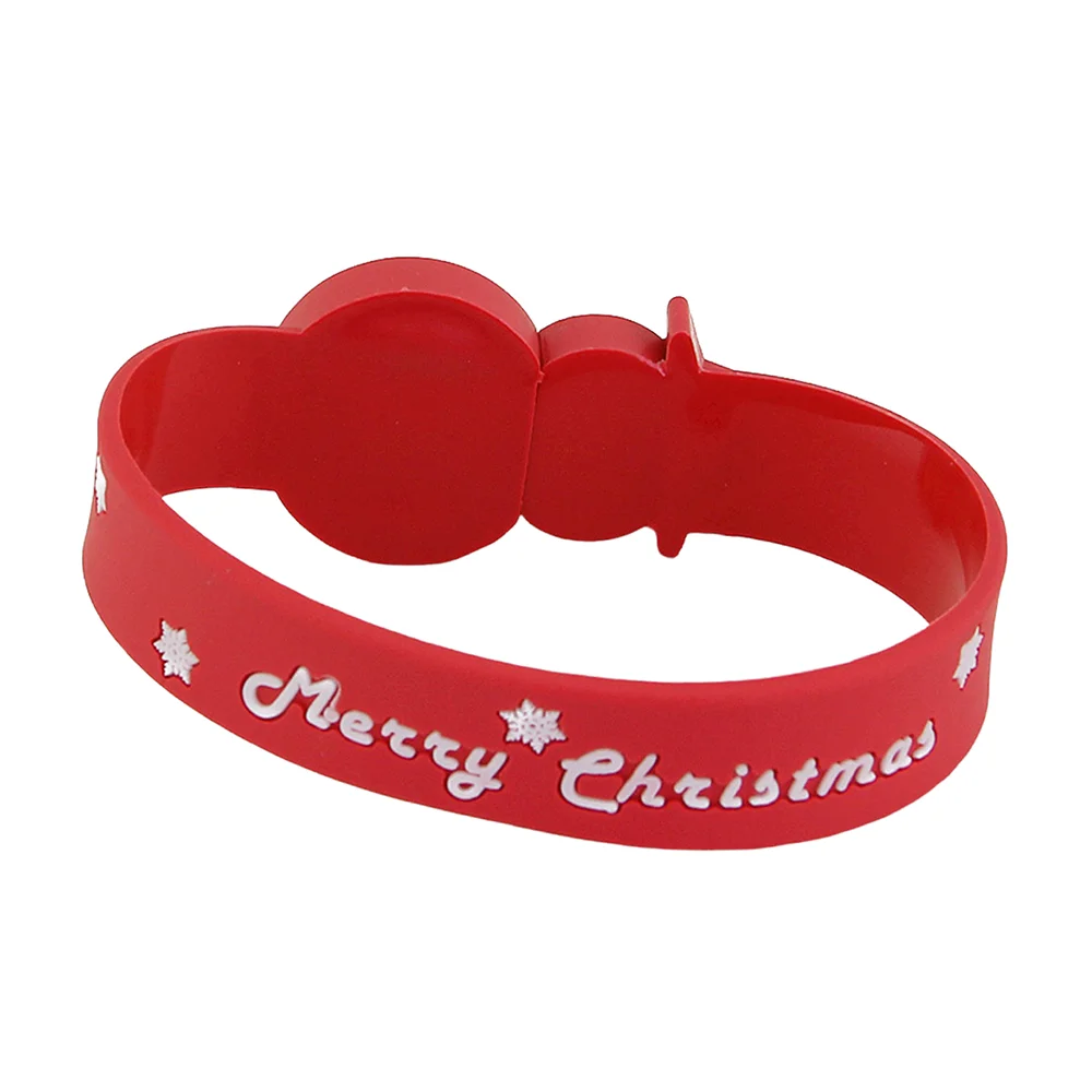 Флешка Силиконовая Браслет Снеговик Bracelet Snowman V196 красный 32 Гб - фото 5