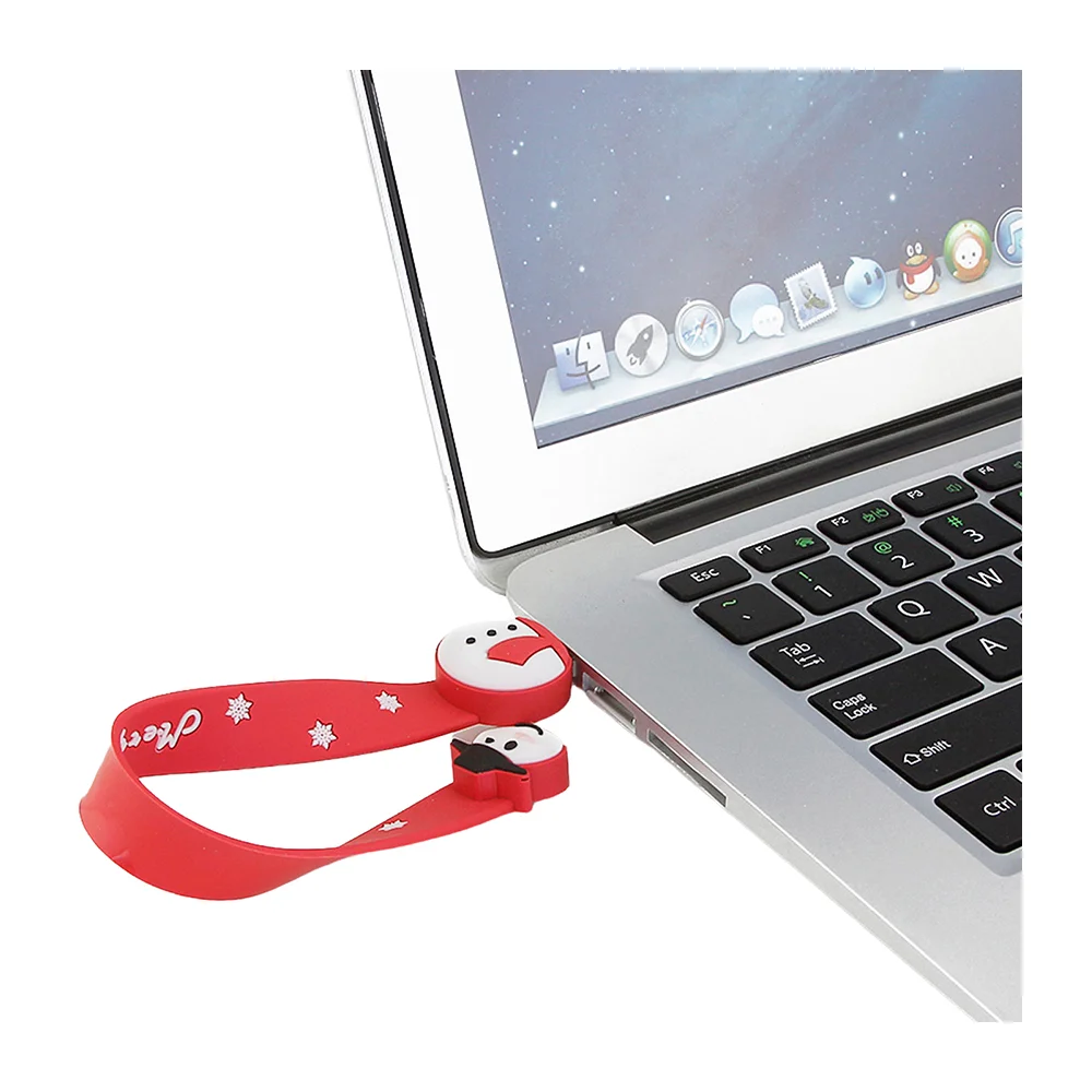 Флешка Силиконовая Браслет Снеговик Bracelet Snowman V196 красный 32 Гб - фото 7