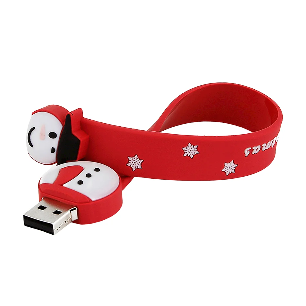 Флешка Силиконовая Браслет Снеговик Bracelet Snowman V196 красный 128 Гб - фото 4