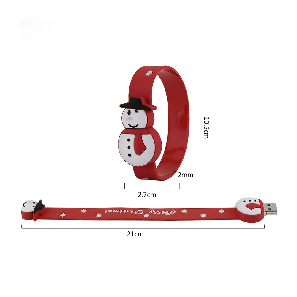 Флешка Силиконовая Браслет Снеговик Bracelet Snowman V196 красный 128 Гб - фото 6