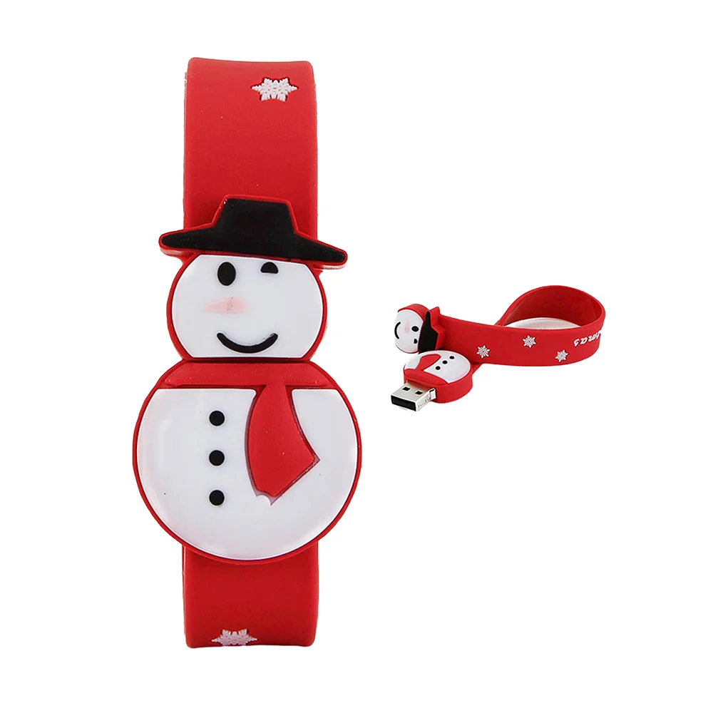 Флешка Силиконовая Браслет Снеговик Bracelet Snowman V196 красный 512 Гб - фото 3