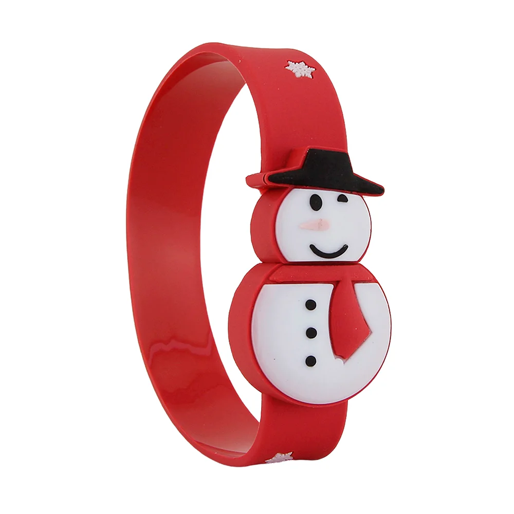 Флешка Силиконовая Браслет Снеговик Bracelet Snowman V196 красный 1 Гб - фото 2