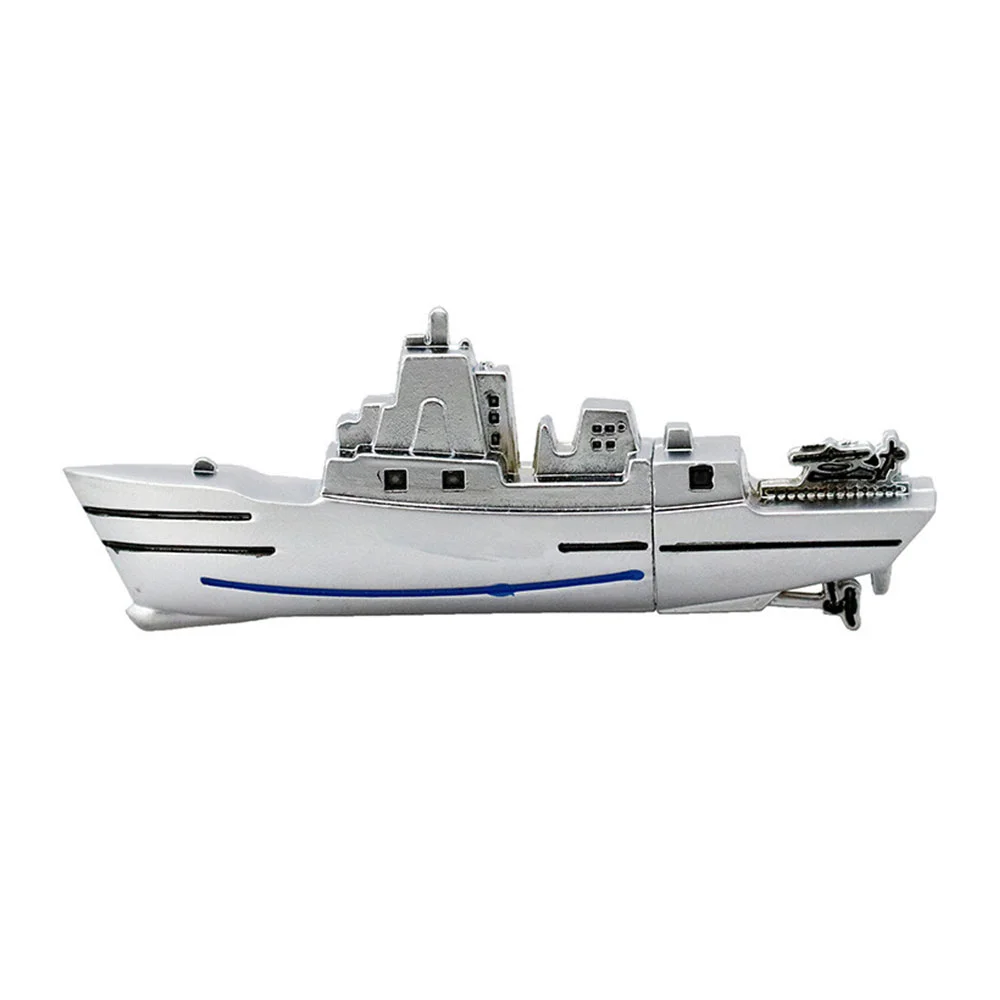 Флешка Металлический Военный Корабль Warship R197 серебряный 64 Гб - фото 1