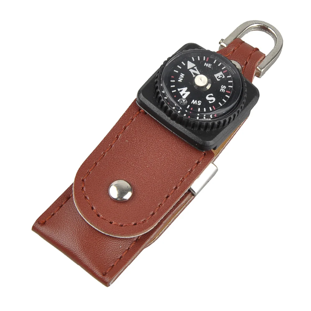 Флешка Кожаная Брелок Компас Compass Skin N204 коричневый 2 Гб - фото 2