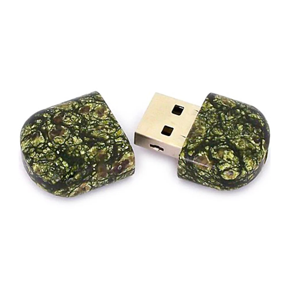 Флешка Каменная Змеевик Serpentine Stone W G227 желтая 256 Гб - фото 2