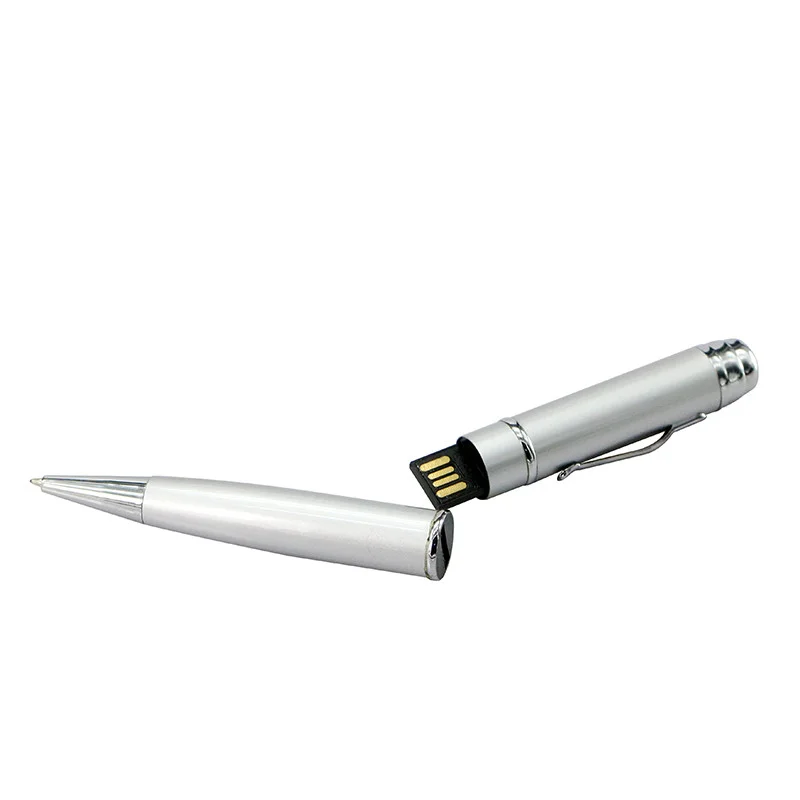 Флешка Металлическая Ручка Лазерная указка Диплус Laser Diploos Pen R237 серебряный 128 Гб - фото 6