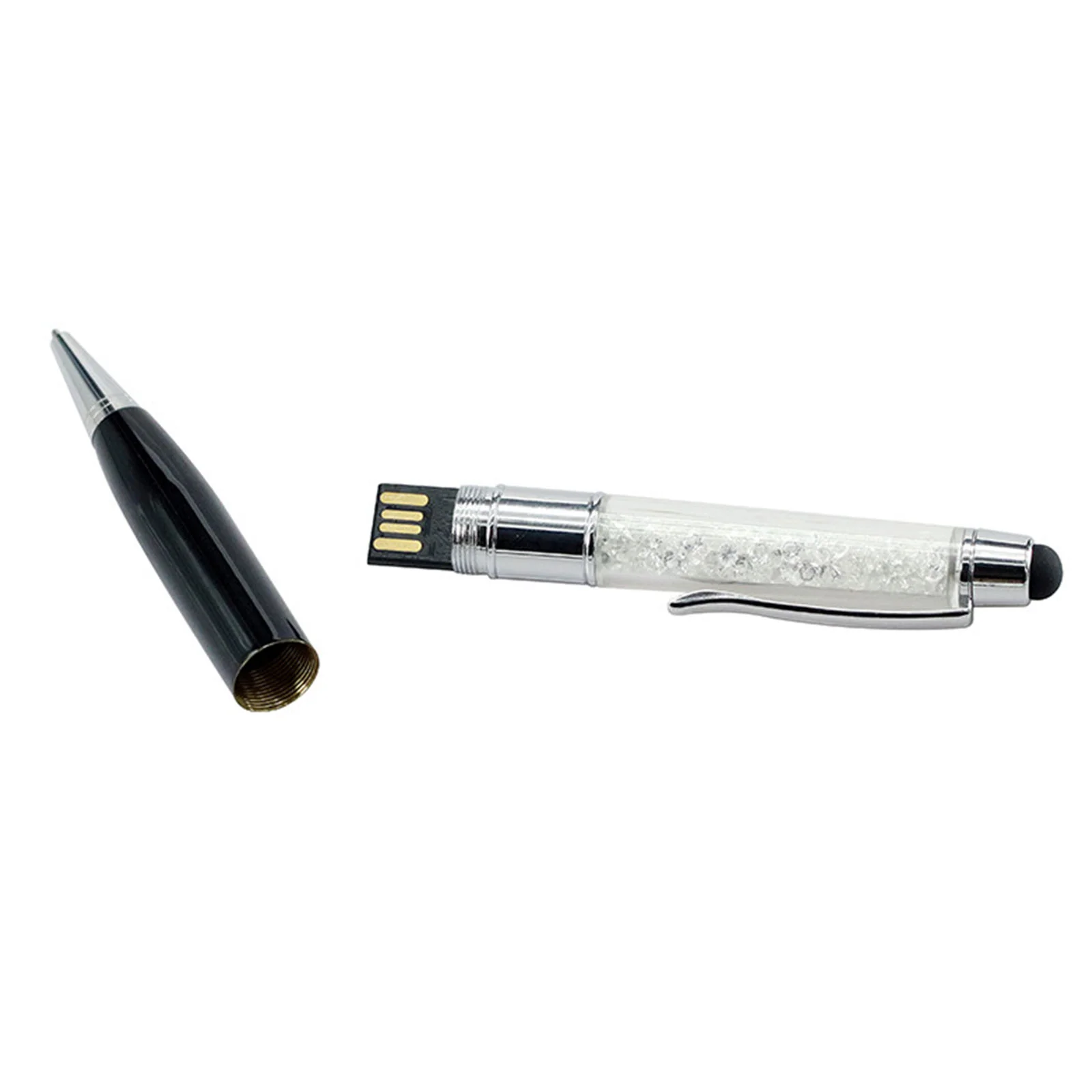 Флешка Металлическая Ручка Стилус Кристалл Pen Stylus Crystal R239 черный 128 Гб - фото 5