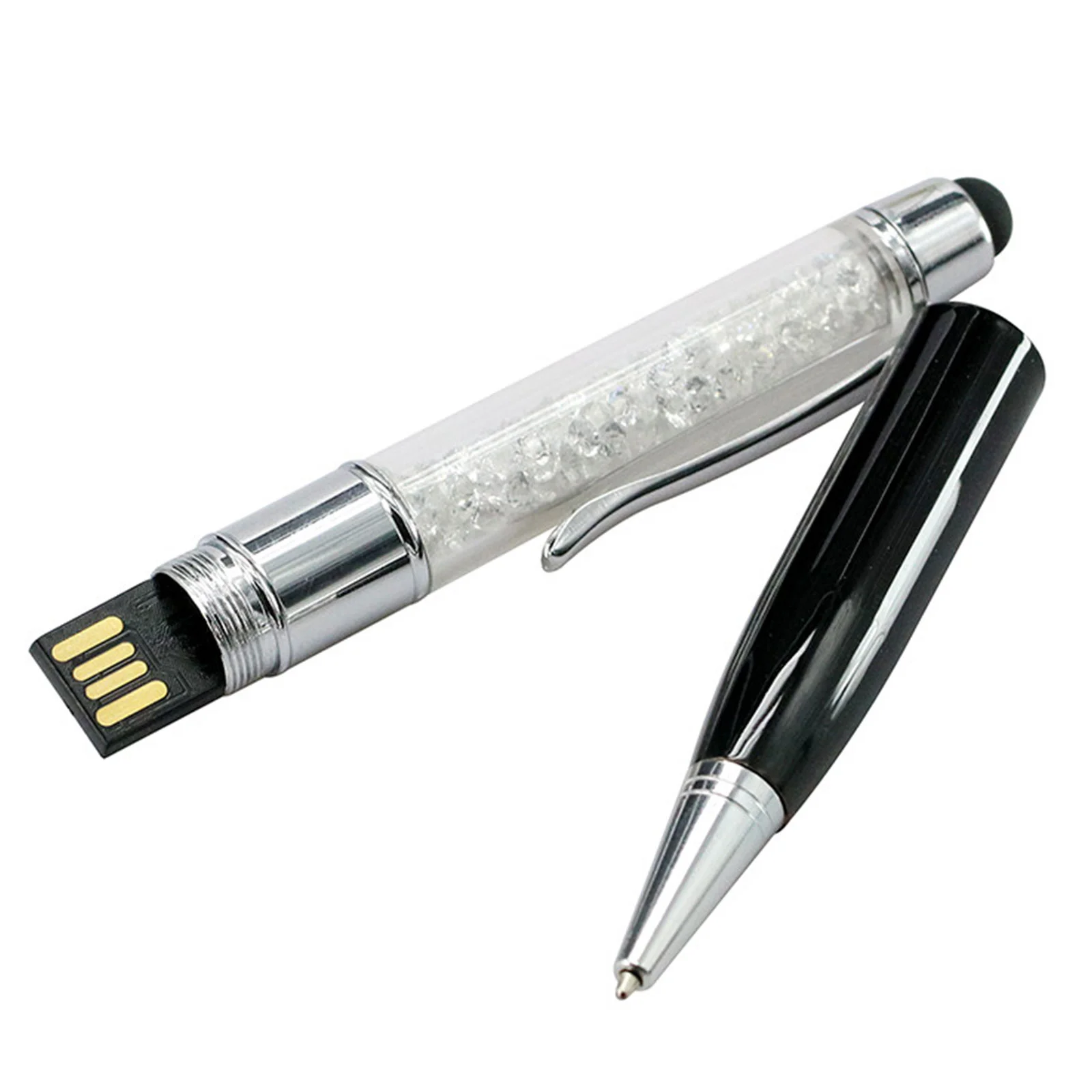 Флешка Металлическая Ручка Стилус Кристалл Pen Stylus Crystal R239 черный 512 Гб - фото 6