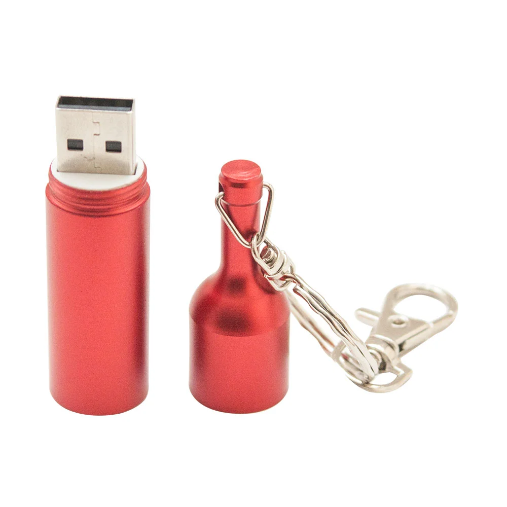 Флешка Металлическая Бутылка вина Bottle Wine R251 красный 32 Гб - фото 6