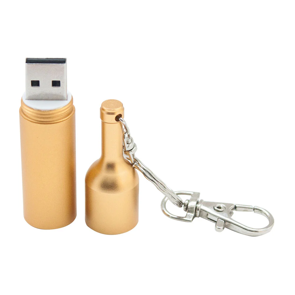 Флешка Металлическая Бутылка вина \Bottle Wine\ R251 золотой 8 Гб - фото 3