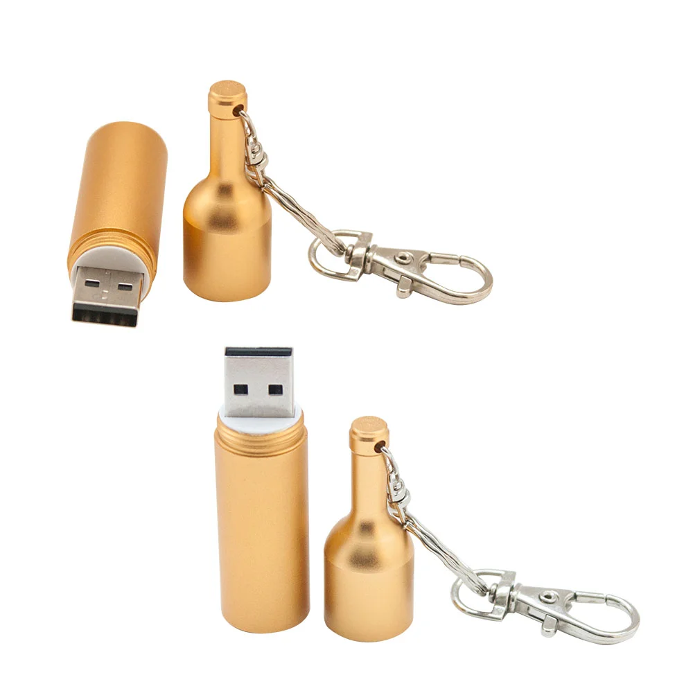 Флешка Металлическая Бутылка вина Bottle Wine R251 золотой 2 Гб - фото 10