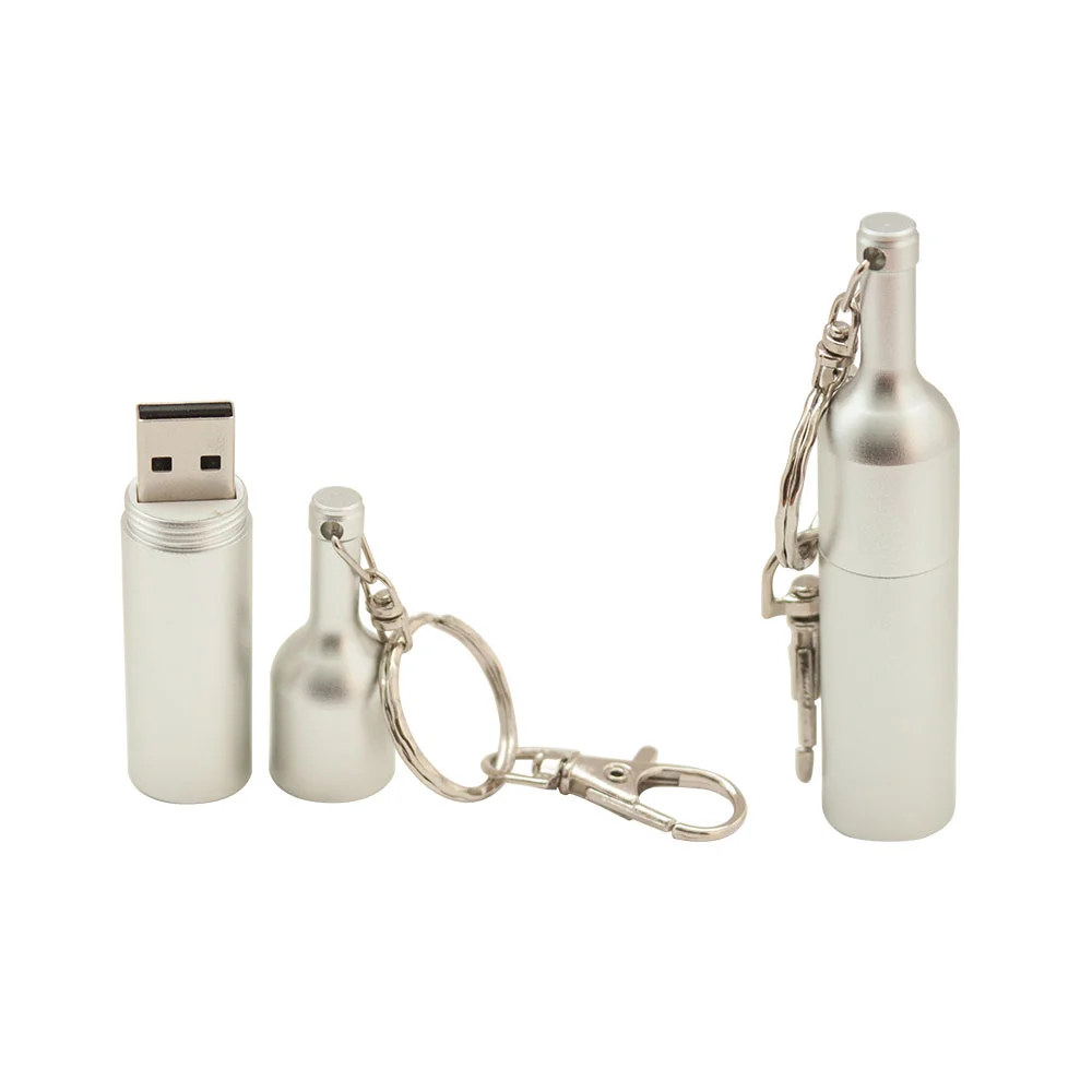 Флешка Металлическая Бутылка вина \Bottle Wine\ R251 серебряный 8 Гб - фото 8