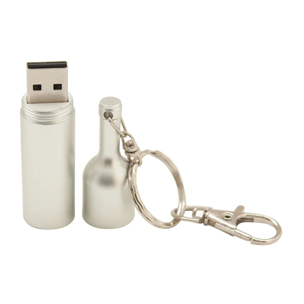 Флешка Металлическая Бутылка вина \Bottle Wine\ R251 серебряный 64 Гб - фото 3