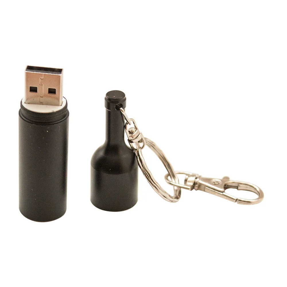 Флешка Металлическая Бутылка вина Bottle Wine R251 черный 2 Гб - фото 3