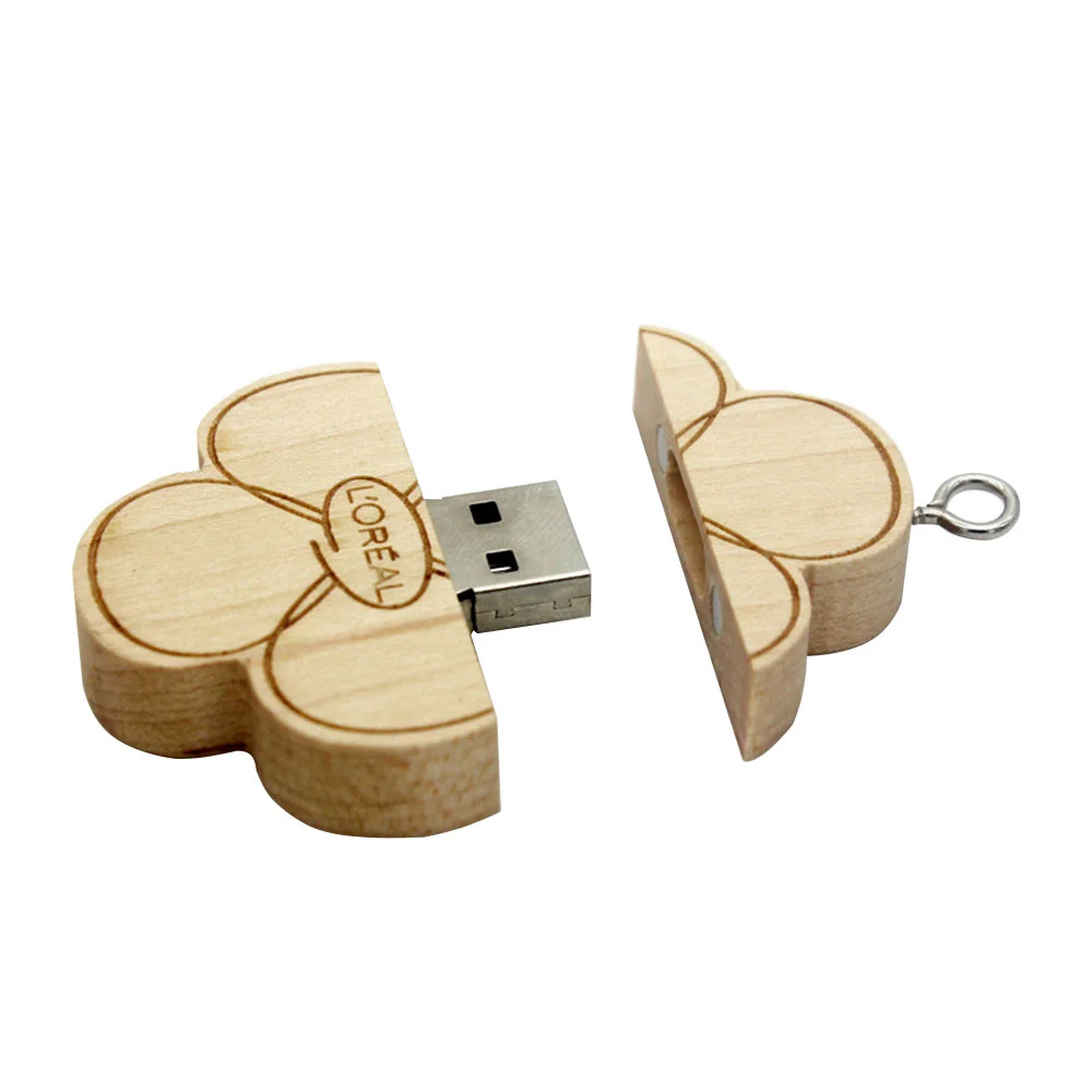Флешка Деревянная Цветок Flower Wood F263 бежевый 64 Гб - фото 5