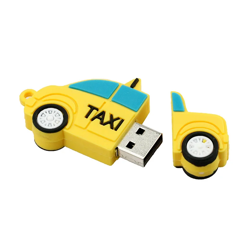 Флешка Резиновая Такси Taxi Q270 желтая 16 Гб - фото 2