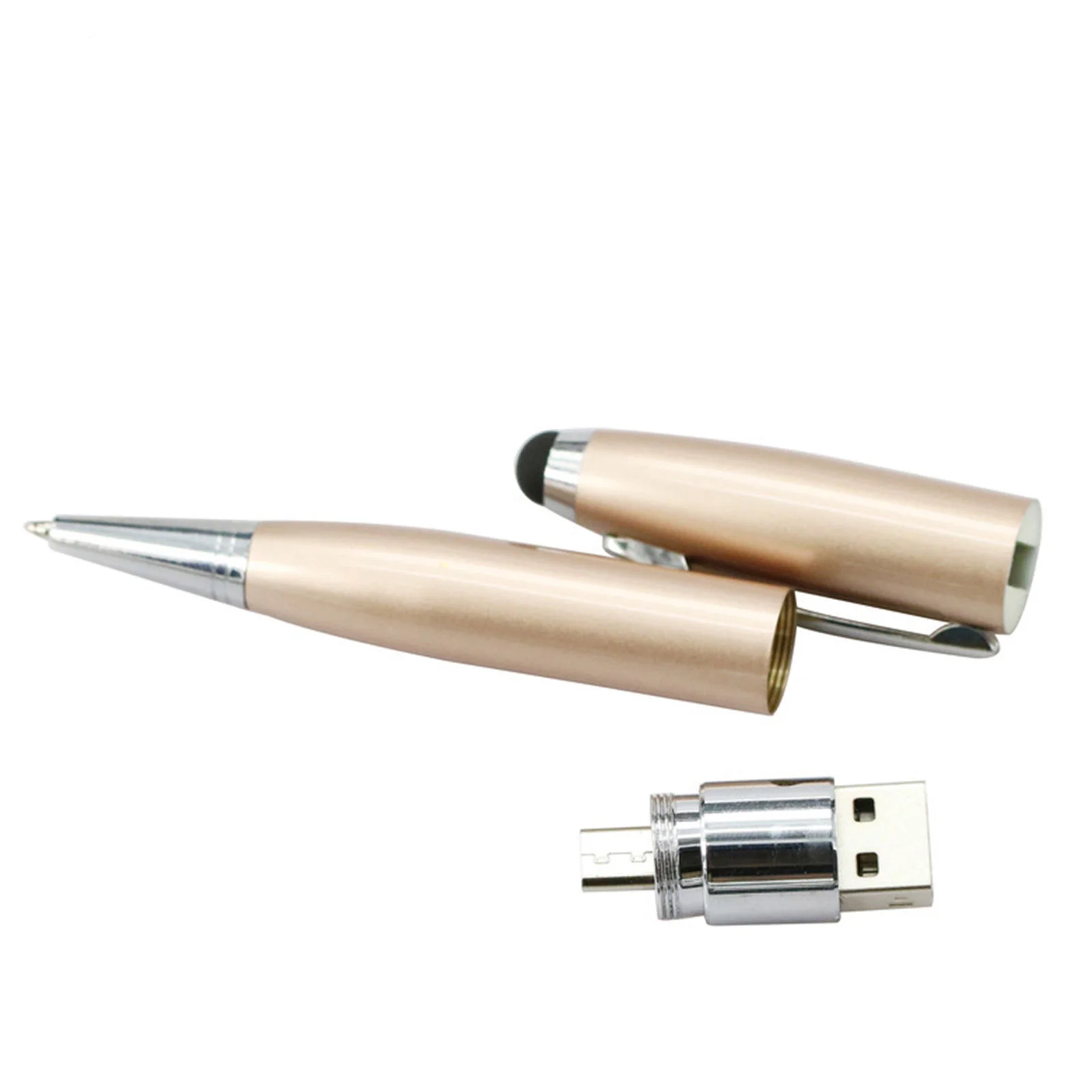 Флешка Металлическая Ручка Стилус OTG Pen Stylus R266 золотистый 128 Гб - фото 5