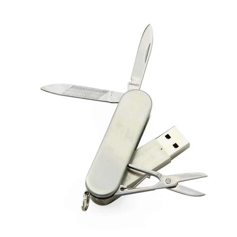Флешка Металлическая Многофункциональный Нож Multi-Functional Knife R269 серебряный 16 Гб - фото 5