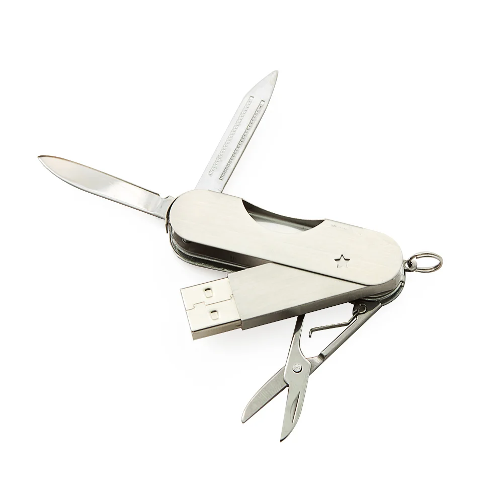 Флешка Металлическая Многофункциональный Нож Multi-Functional Knife R269 серебряный 32 Гб - фото 3