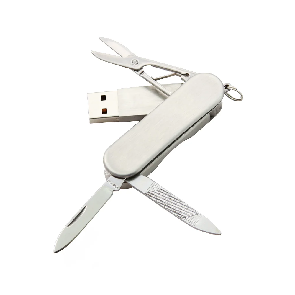 Флешка Металлическая Многофункциональный Нож Multi-Functional Knife R269 серебряный 64 Гб - фото 4