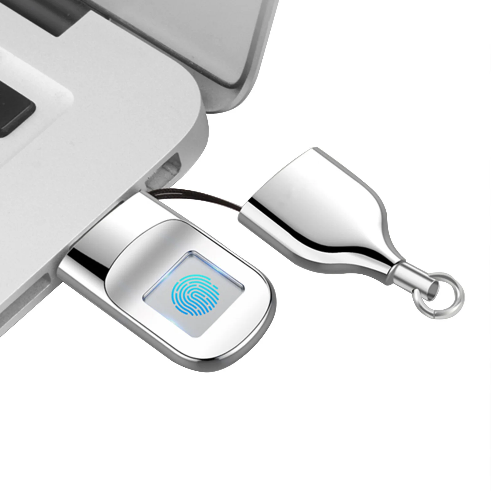 Флешка Металлическая Биометрик Biometric R281 серебряная 128 Гб - фото 7