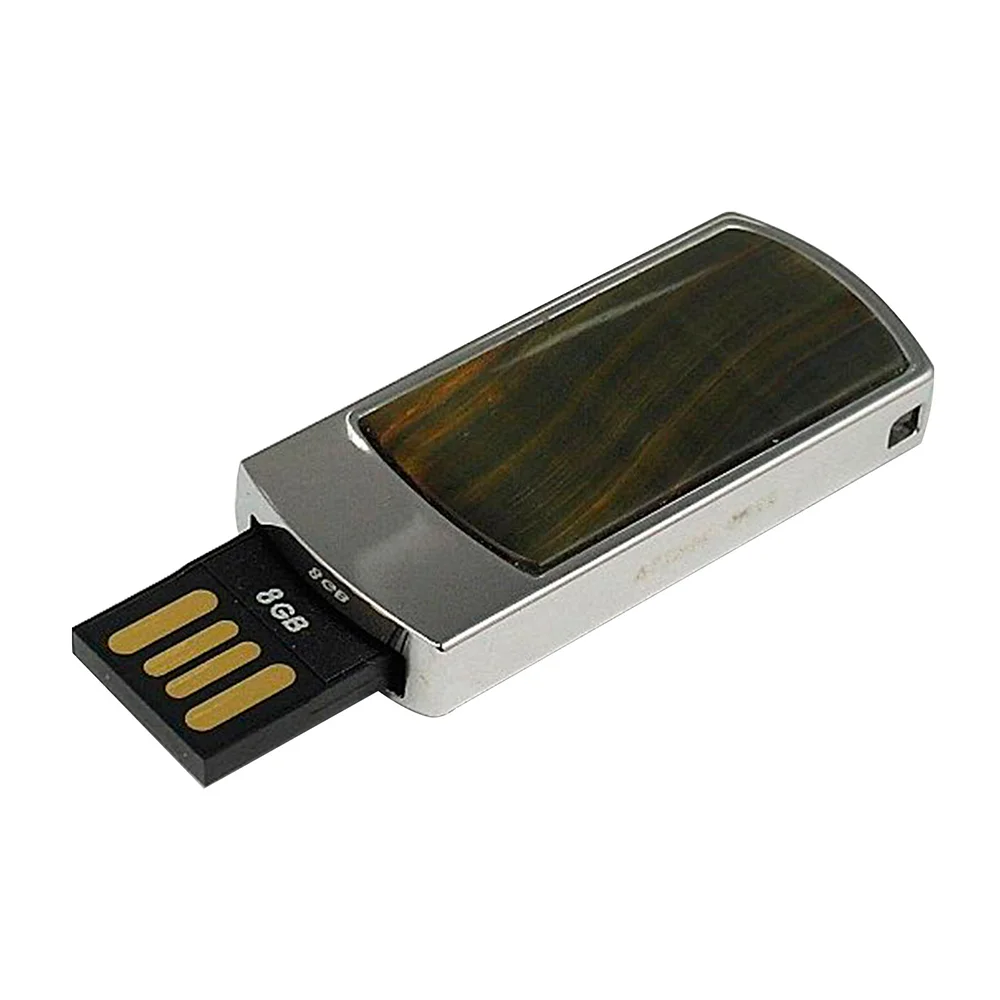 Флешка Каменная Тигровый глаз Tiger eye Stone G291 зеленая 4 Гб Желтый - фото 2